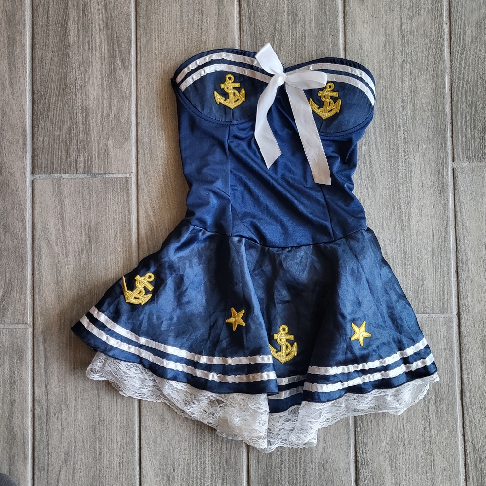 Sexy Sailor navy nautical pinup cosplay Halloween Costume blue - Picture 9 of 13